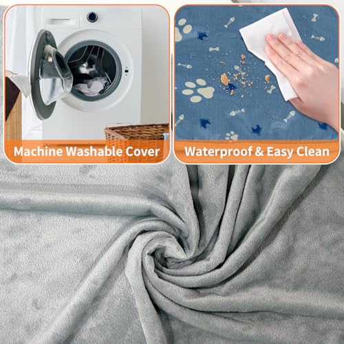 Pet Heating Pad, 9 Adjustable Temperature Cat Heating Pad with Timer, 17.7"x17.7" Waterproof Heated Warming Dog Blanket Bed Mat for Cats Dogs Kitten Puppy Small Animal Indoor with Chew Resistant Cord