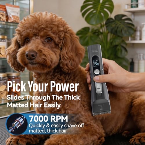 Professional Dog Grooming Clipper, T88, 4000mAh Battery, Ultra-Quiet Motor, 440C Stainless Steel Blade - color: Black