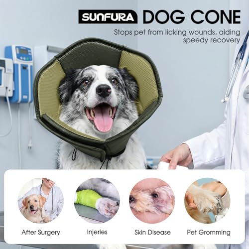 Dog Cones for Large Dogs, Soft Pet Cone Stop Licking After Surgery, Adjustable Pet E-Collar Alternative for Wound Healing, Army Green X-Large - color: Army Green, size: X-Large