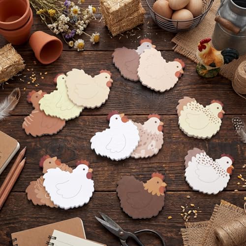Yinder 24 Pads Chicken Sticky Notes Kawaii Self Adhesive Memo Pads Bulk | Cute Cartoon Shaped for to Do Lists, Party Favors, School Supplies, Office Reminders, Veterinary Clinic Decor - style: Chicken