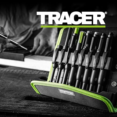 Tracer 8 Piece Construction Marker Kit - Carpenter Pencil Set | Deep hole marking pen, clog-free construction markers, 2.8mm leads, magnetic storage case - style: 8pc Set