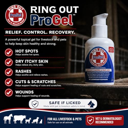 Ring Out ProGel Premium Skin Care for Sheep, Goats, Cats, Dogs & Horses | Targeted Wound Care & Coat Hydration Gel, Coconut Oil & Aloe Vera, Moisturizing Formula, Made in USA 4 oz