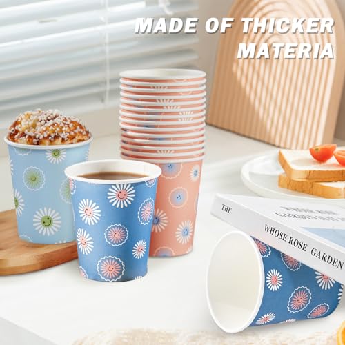 SIUQ 300 Pack Paper Cups 8 oz, Disposable Coffee Cups - Daisy Floral | Heavy Duty Coffee Cups 8 Ounce for Hot/Cold Beverage, Water, Juice, Tea, Office, Party, Home, Travel, Picnic, Events - color: Daisy 8oz-300 pack