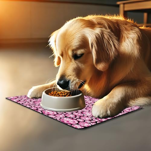 Lunarable Feminine Pet Mat for Food and Water, Big Vivid Diamond on The Dark Background Engagement and Wedding Themed Print, Non-Slip Rubber Mat for Dogs and Cats, 18" X 12", Pink - color: Pink