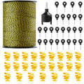 VEVOR Electric Fence Wire, 1640Ft 500M Portable Polywire, 1/8" Diameter 6 Stainless Steel Strands, Fencing Rope Line with 25 Fence Insulators and 25 T-Post Insulators, for Horse, Cattle, Livestock - size: 1640Ft 500M, style: 1/8" Strands