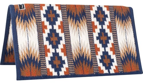 Classic Equine Woven Wool 34x38 Saddle Blanket - color: Indigo Chocolate