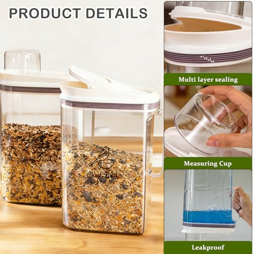 Bird Seed Storage Container, 4 Qt/3.5 L Bird Food Container with Spout, Pet Food Container Airtight,Wild Bird Seed Dispenser for Sunflower Seed-Clear Plastic