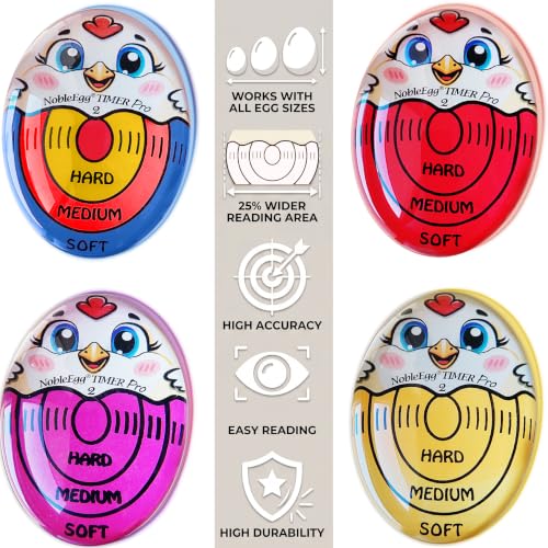 Nobleegg Egg Timer Pro2 Perfect Soft Hard Boiled Eggs Cooker Kitchen Gadget Red, Certified - color: Red
