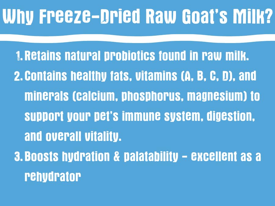 Shepherd Boy Farms Super Fruit Freeze Dried Raw Goat Milk Powder for Dogs | Pasture Fed Goats Without Antibiotics or Added Hormones, Includes Organic Fruits & Natural Probiotics. Makes 16 FL OZ - size: 1 Ounce (Pack of 1)