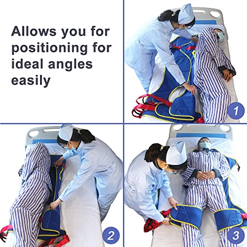 Full Body Patient Lift Sling, Head and Back Support, Toileting Transfer Slings, Split Legs with Commode Opening, 5 Handles, 6 Straps, Lifting Sling Medium Compatible with Various of Lifts - size: Medium