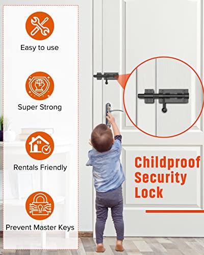 Heavy Duty Slide Bolt Gate Latch Hardware, 6.3 Inch, Black-2PCS | Solid 304 Stainless Steel Latches Electroplating Finish, Barrel Bolt Lock for Wooden Fence, Interior, Yard/Barn/Shed Door - color: Black - 2 Pack