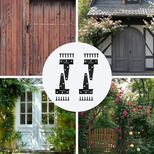 T Strap Hinges Heavy Duty, Shed Door Gate Hinges(Black) | 3 inch t hinges Heavy Duty Black Outdoor Tee Hinge for Wooden Fences, Barn Door Gates Hinge for Shed Door Hardware - size: 4 Pcs *3 inch