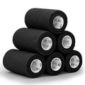OK TAPE Self Adherent Cohesive Bandages Wrap 6Packs 4" x 5 Yards | Non-Woven Elastic for Thumb Finger Wrist Ankle Self Adhesive Bandage Wrap Breathable Vet Wrap Bandages Tape (Black) - color: Black, size: 4 In x 5 Yards