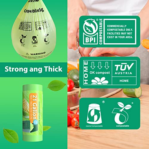 GreFusion Compostable Trash Bags 21 gallon,20 Count,Extra Thick 1.28 Mills,Fits13-25 gallon trash can, Extra Strong and thick,Compostable Lawn & Leaf Yard Waste bags,ASTM D6400,Bpi Certified - color: 21G-20Count