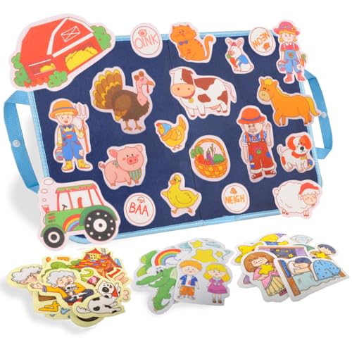 CHEFAN Felt/Flannel Board Story Set of 4, PRECUT Felt Pieces for Preschool Toddlers Circle Time,Old McDonald Had a Farm, This Old Man, Twinkle Twinkle Little Star, Row Row Row Your Boat - color: Old Mcdonald Had a Farm