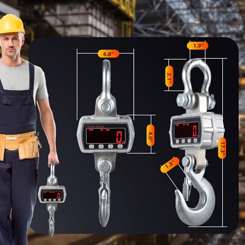 CGOLDENWALL Digital Crane Scale 6600lb Industrial Hanging Scale Handheld Hoist Scale kg lb Switchable 3000kg Wild Game Scale for Farms, Hunting and Livestock - size: 3000kg