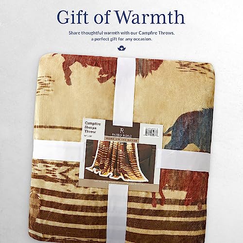 Indigo Hill by HiEnd Accents Home on the Range 54x68 Throw Blanket | Buffalo Bison Print with Aztec Pattern, Western-Style Sherpa Fleece Blanket for the Couch, Sofa, Bed, or Camping - color: Buffalo Bison
