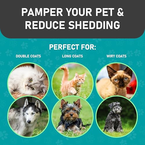 Maxpower Planet Pet Grooming Brush - Double Sided Shedding and Dematting Undercoat Rake Comb for Dogs and Cats,Extra Wide (C2 - Brush & Comb, Large) - color: BA - Brush & Comb, size: Large