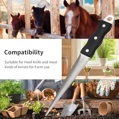 Diamond Coated Hoof Knife Sharpener with Tapered Rod for Hook Sharpening | Tapered diamond-coated rod sharpens curved hoof knife blades with fast, precise edge restoration