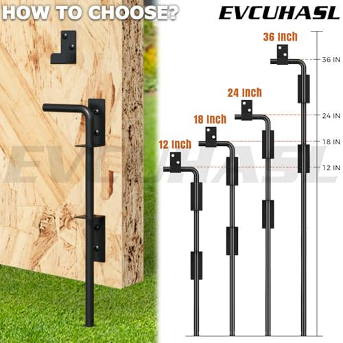 18" Cane Bolt Gate Drop Rod Heavy Duty Stopper Hardware, Gate Ground Latch for Wood Metal Vinyl Gates Doors, Gate Drop Pin for Holding Gate to The Ground, Black Finish-1 Pack - size: 18 Inch