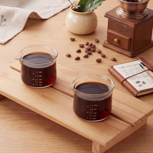 2 Pcs Espresso Measuring Cups 100ml/3oz Espresso Shot Glasses with V-shaped Mouth Clear Pouring Cup Milk Frothing Pitcher Accessories