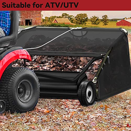 YITAMOTOR 48" Tow Behind Lawn Sweeper, 20 cu. ft.Leaf Collector | 48" Lawn Sweeper with 20 cu.ft Hopper, Dumping Rope, Adjustable Height. Tow Behind for Picking up Debris & Grass