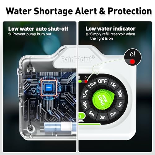RAINPOINT Beginner-Friendly Automatic Plant Waterer Indoor for Pot Plant Adjustable Water Output,Battery Powered Outdoor IP54 Waterproof Easy-Setup Drip Irrigation System Device Kit Water 10-15 Plants - color: Red, size: Knob Control