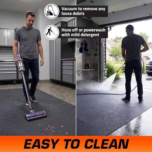 Armor All Jumbo XXL Garage Floor Mat (22' x 8'10"), Waterproof Garage Flooring, Absorbent, Premium Oil Spill Resistant Garage Pad, Durable, Protects Surfaces (Includes Double Sided Tape) (USA Made) - size: 8'10" x 22' (Rectangular)