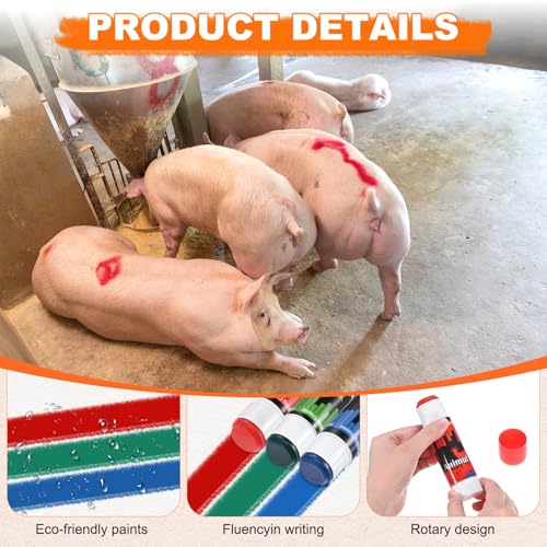 M METERXITY 6-Pack Livestock Marker, 11.6 Cm/4.6 Inches Large Animal Crayons for Pig/Cattle/Cow/Sheep Supplies, Farming Livestock Marking Crayons [Red/Blue] - color: Red/Blue