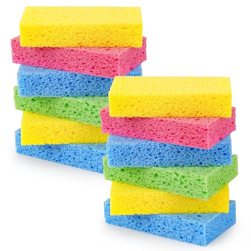 Temede 12-Count Cellulose Sponges, Heavy Duty Kitchen Sponges, Non-Scratch | Pop-Up Compressed Cellulose Dish Sponges, with a Durable and Firm Texture for Cookware, Bathroom and Household Cleaning - size: 12 Count (Pack of 1)