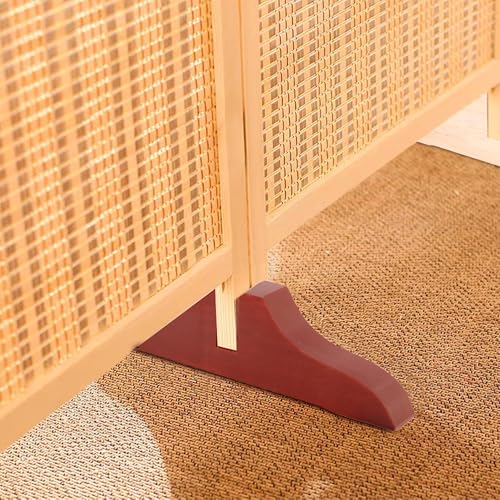 4pcs Wooden Folding Room Divider Stand with Screws,Room Divider Screen Holder Feet Partition,Folding Privacy Screen Holder for Hotel Home Office (Dark Red) - color: Dark Red