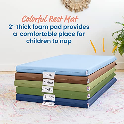 ECR4Kids SoftZone Rainbow Rest Mat, 2in, Sleeping Pad, Earthtone, 5-Piece | Soft foam with polyurethane cover, GREENGUARD Gold Certified, 2-6 years, fully assembled, non-slip base, daycare or classroom - color: Earthtone