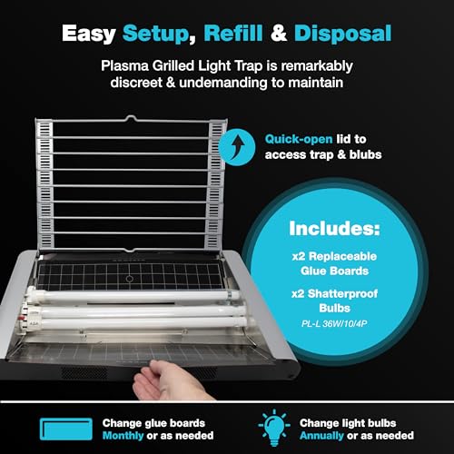 Catchmaster Vector Plasma Grilled Wall-Mounted UV Fly Light Trap - 3,100 sq. ft. Catch Zone, Fly Trap for Dining Rooms & Commercial Kitchens and Fresh & Dry Food Storage, UV Lamp Flying Insect Killer - style: Plasma Grilled - 2,900 sq ft