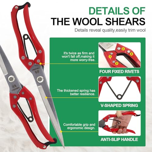 Manual Wool Shearing Shear Stainless Steel Trimming Scissor Long blades Multifunctional garden shears Craft Scissors with spring Red