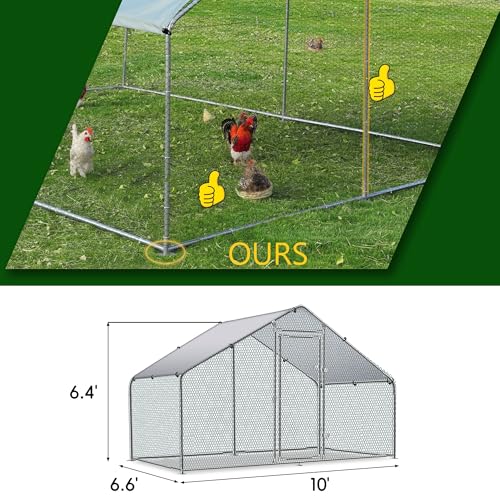 TOLEAD Large Metal Chicken Coop Upgrade Tri-Supporting Wire Mesh Chicken Run,Chicken Pen Walk in with Water-Resident and Anti-UV Cover,Duck Rabbit House Outdoor（79.2" L x 120" W x 76.8" H） - size: 79.2"L x 120.0"W x 78.0"H