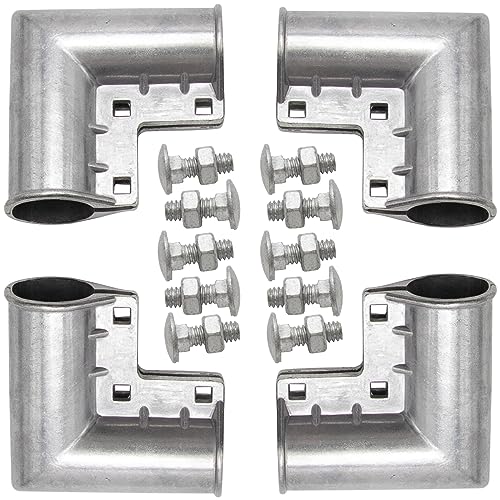 MDEOOSKY 4pcs Chain Link Fence Gate Corners Chain Link Gate Hardware Chain Link Fence Parts with 12pcs Bolts, Replacement for 1 3/8" X 1 3/8" Outdoor Diameter Pipe