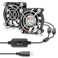 Wathai 2PCS 50mm 5V Mini Box USB Computer Fan with 3 Speed Control 5010 | 2 in 1 Fan with 3 Speed Control for Cosplay Welding Helmet VR Gear Rok Router Raspberry Pi Aquarium Cooling Ventilation - size: 50x10mm (5V)