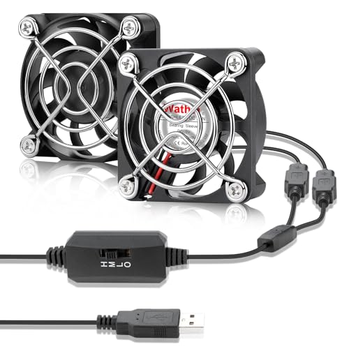 Wathai 2PCS 50mm 5V Mini Box USB Computer Fan with 3 Speed Control 5010 | 2 in 1 Fan with 3 Speed Control for Cosplay Welding Helmet VR Gear Rok Router Raspberry Pi Aquarium Cooling Ventilation - size: 50x10mm (5V)