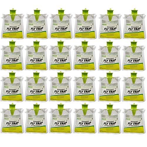RESCUE! Outdoor Disposable Fly Trap – Hanging Fly Catcher with Attractant Bait, Fly Bag for Patio, Yard, Trash & Farm Areas – Easy-to-Use Outdoor Fly Control - 24 Traps