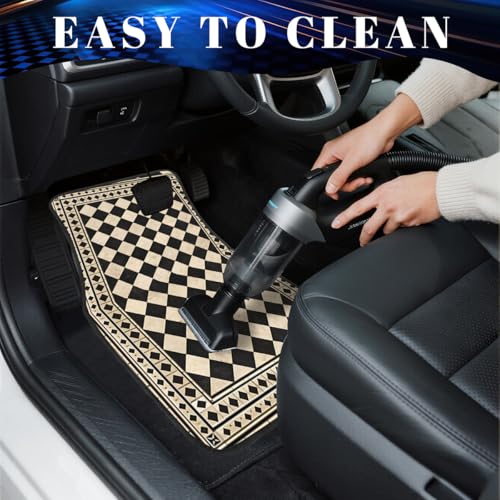 Vintage Car Floor Mats Checkerboard Black White Tile Carpet Front Rear Carpets Mat Decorative Car Floor Carpets Non-Slip Auto Car Accessories Universal Fit Car Accessories for Truck - color: Vintage