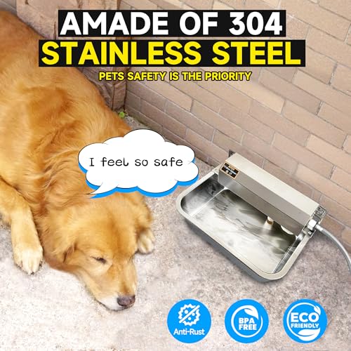 Automatic Water Dispenser for Dogs, 2 Gallon 304 Stainless Steel Large Dog Water Bowl Dispenser for Indoor/Outdoor, Pets & Livestock Self-Filling Waterer, Fits GHT 3/4" Faucet, Easy to Clean