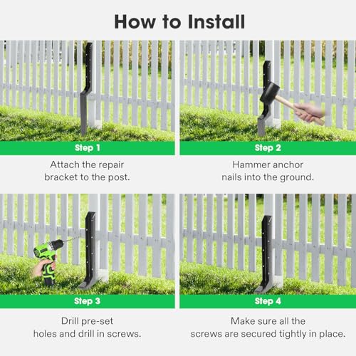 VIVOSUN 6 Pack Fence Post Repair Kit | Heavy-Duty Ground Spike with Gloves for Repairing Tilted or Broken Wood Posts