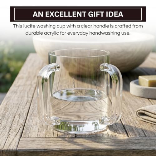 Khen Judaica Acrylic Hand Washing Cup for Netilat Yadayim with Dual Handles - 5" Clear Unbreakable Plastic Negel Vasser Wash Cup for Everyday & Passover Seder, Shabbat, Shul, Synagogue & Home (Clear) - color: Clear