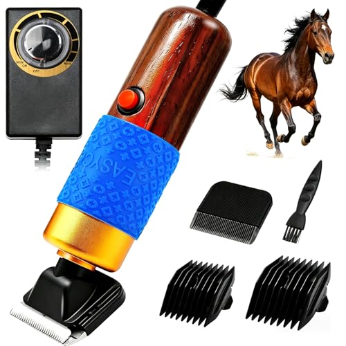 Horse Clippers 200W, Professional Animal Grooming Clippers with 2 Blades, 10ft Cord, Stepless Speed, Low-Noise Electric Clippers for Horses Sheep Goats Dogs