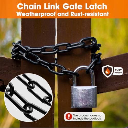 Gate Chain Lock, 23.6 Inch Chain Fence Gate Latch, Black Dia 5mm-2Pcs | Outdoor Hardware Lock Chain with Carabiner for Yards, Pet Cages, Horse Goat Dog Stall Barn and Fence Gates - color: Black Dia 5mm-2Pcs