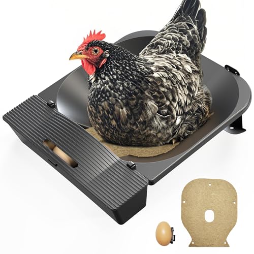 Roll Away Chicken Nesting Box,Lockable Fake Egg & Jute Pad – 2-Height Adjustable Slope – Fits Inside 14"+ Coops – Small to Medium Breeds(1PC)