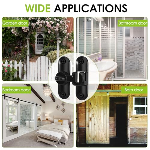 Flip Door Latch Gate Latches 90/180 Degree Barn Door Lock Safety Door Lock for Barn, Sliding Door, Garden, Bathroom, Cabinet, Window Outdoor (1, Black) - color: Black