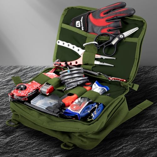 Jueachy Tactical Molle Pouch Large Admin Bag Utility Tool Pouches Molle Attachment EDC Pouches Expandable Molle Accessories Organizer Medical Pocket U.S.A Patch Included - color: Green