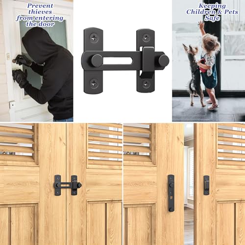 DOUBLE 2 C Barn Door Lock, Sliding Door Lock Hardware, Carbon Steel Door Latches for Cabinet, Closet, Window Door, Black - style: 1 Pack