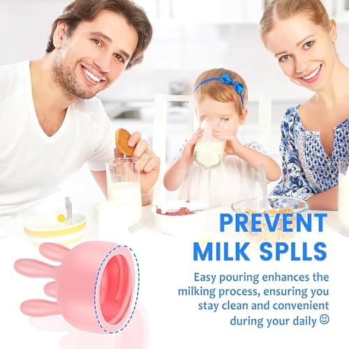 2 PCS Cow Udder Milk Carton Cap, Funny Pink Milking Machine, Teat Hole Boxed Milk Diverter, Efficient Leak Proof Bottle Cap for Boxed, Durable Udder Pouring Lid for Home Kitchen